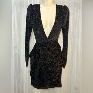 Black backless leopard cocktail dress
